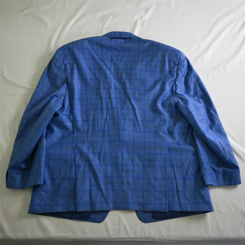 Tailored 56R Blue‎ Plaid 100% Wool Mens Blazer Suit Jacket Sport Coat_12